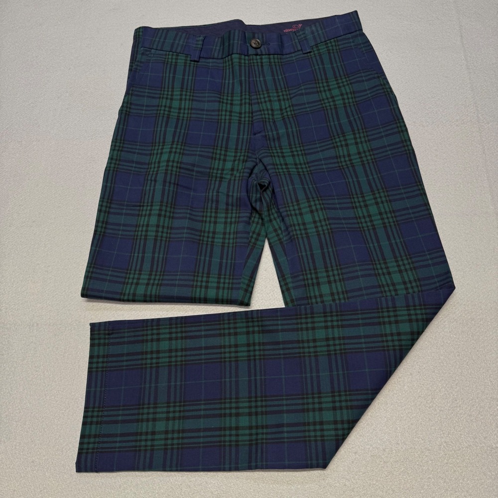 Vineyard Vines Women 14 Blackwatch Plaid Chino Pants Green Navy Straight Leg